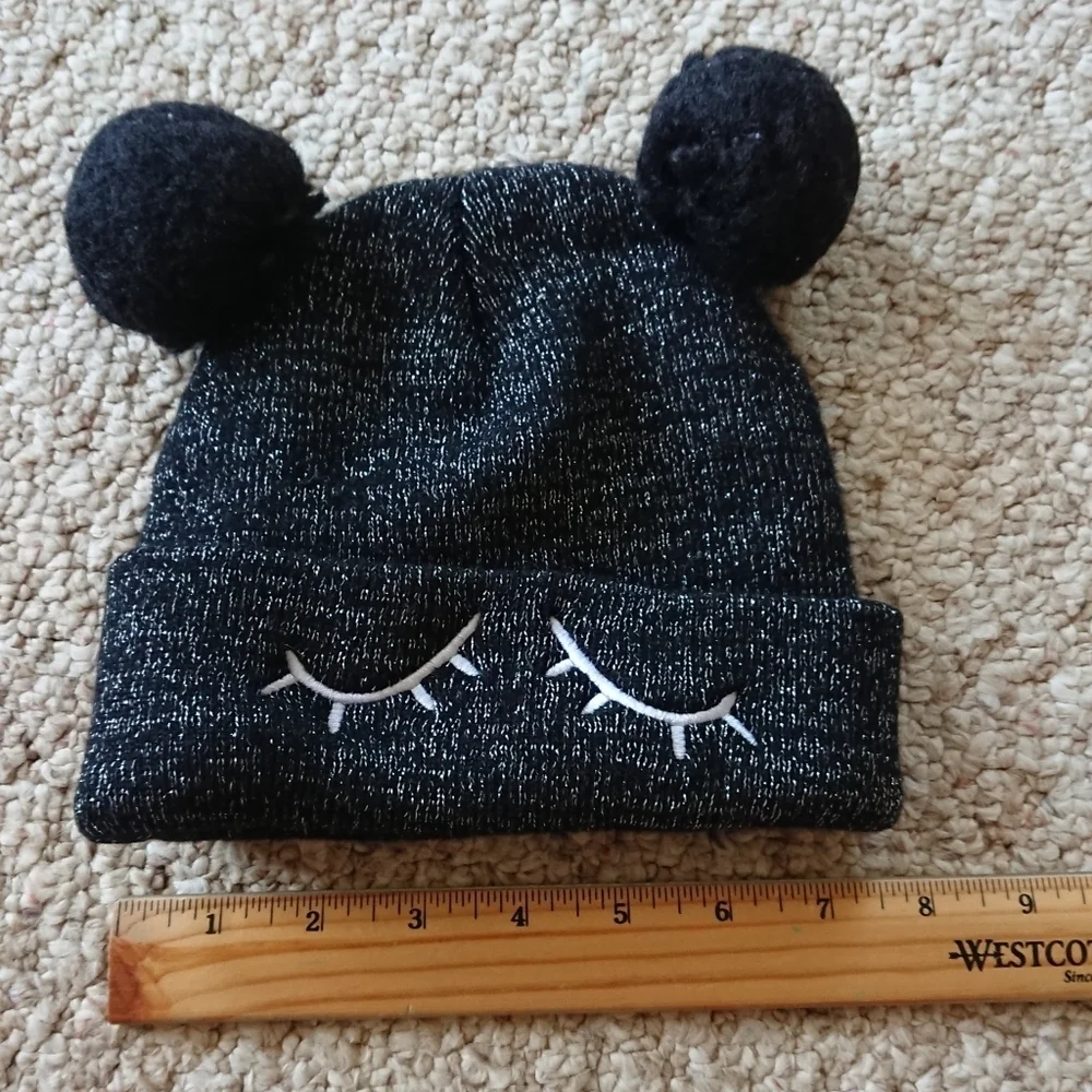 Adorable Black Knit Pom-Pom Beanie size 4/5